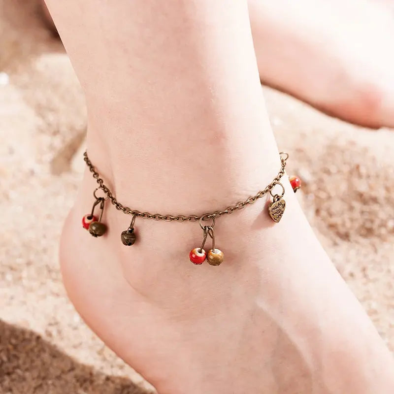 Hot summer retro style imitation fruit Women anklet bracelet personality ethnic style leg chain girl barefoot chain jewelry Gift BeachStore 