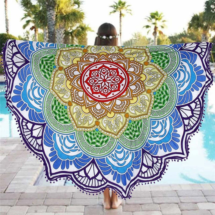 Bohemian Mandala Tassel Beach Round Tapestry Hippie Throw Roundie Yoga Mat Towel 10 BeachStore 
