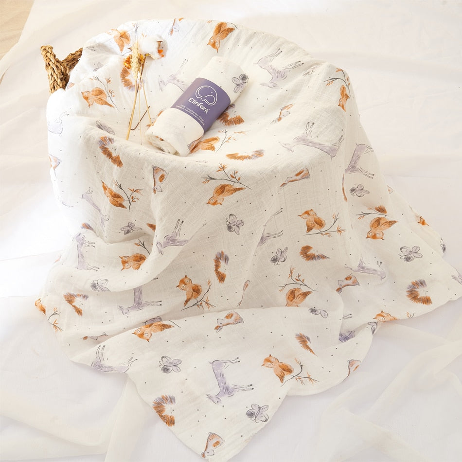 Elinfant 100% cotton 120*110cm 2 Layers Newborn Baby Bath Towel Wrap Muslin Swaddle Blankets Wholesale Dropshipping BeachStore 