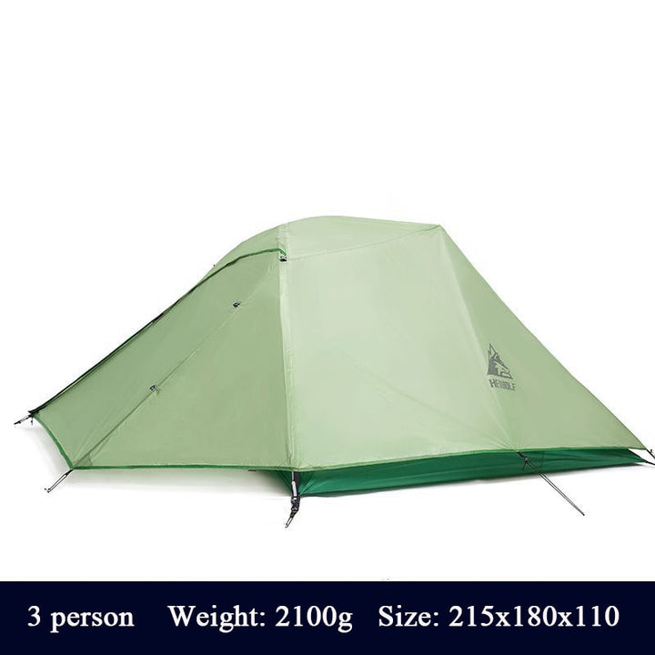 Hewolf Ultralight Double-layer Camping Tent - Single Person, 20D Nylon, Silicon Aluminum Pole - Waterproof Shelter for Outdoor Travel and Cycling - BeachStore