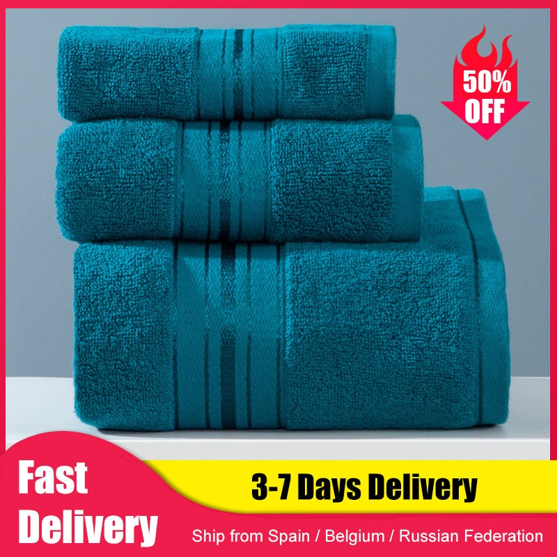 Cotton Bath Towel Set for Bathroom 2 Hand Face Towels 1 Bath Towel for  Adult White Brown Grey Terry Washcloth Travel Sport Towel