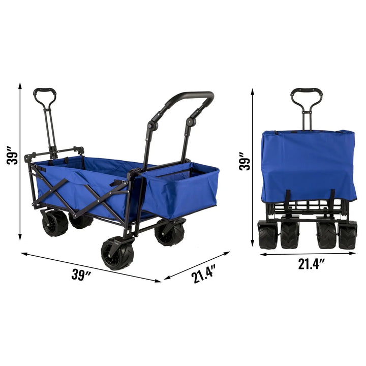 VEVOR Folding Wagon Beach Cart W/ Adjustable Handle Bar Removable Canopy BeachStore Beach Gear > Beach Carts > Beach Utility Carts