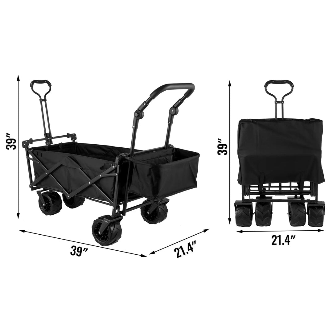 VEVOR Folding Wagon Beach Cart W/ Adjustable Handle Bar Removable Canopy BeachStore Beach Gear > Beach Carts > Beach Utility Carts