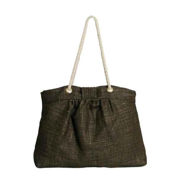 Sand Jute Pleated Large Tote w/Rope Detail - Brown BeachStore Beach Specials > Holiday Mega Sale