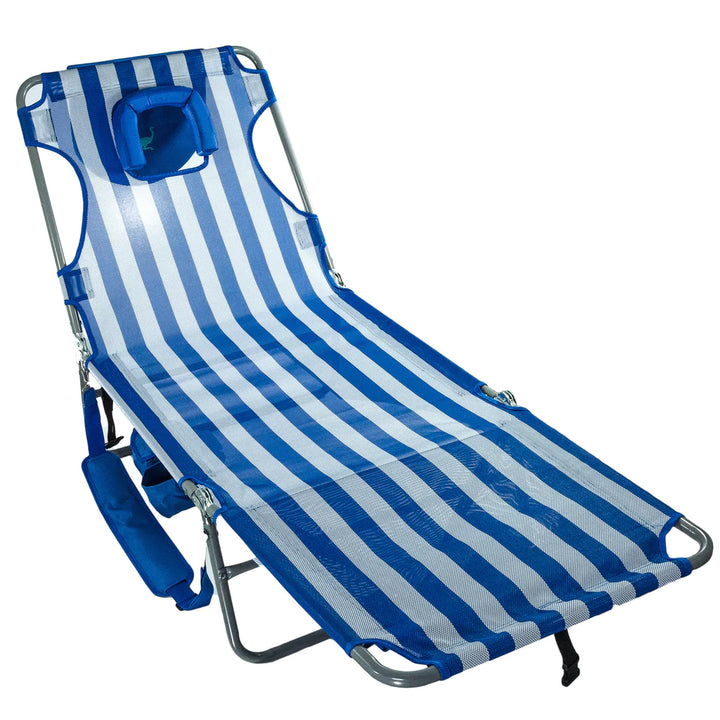 Ostrich Deluxe Face-Down Chaise Lounge - Blue & White Stripe BeachStore Beach Gear > Beach Chairs > Beach Loungers