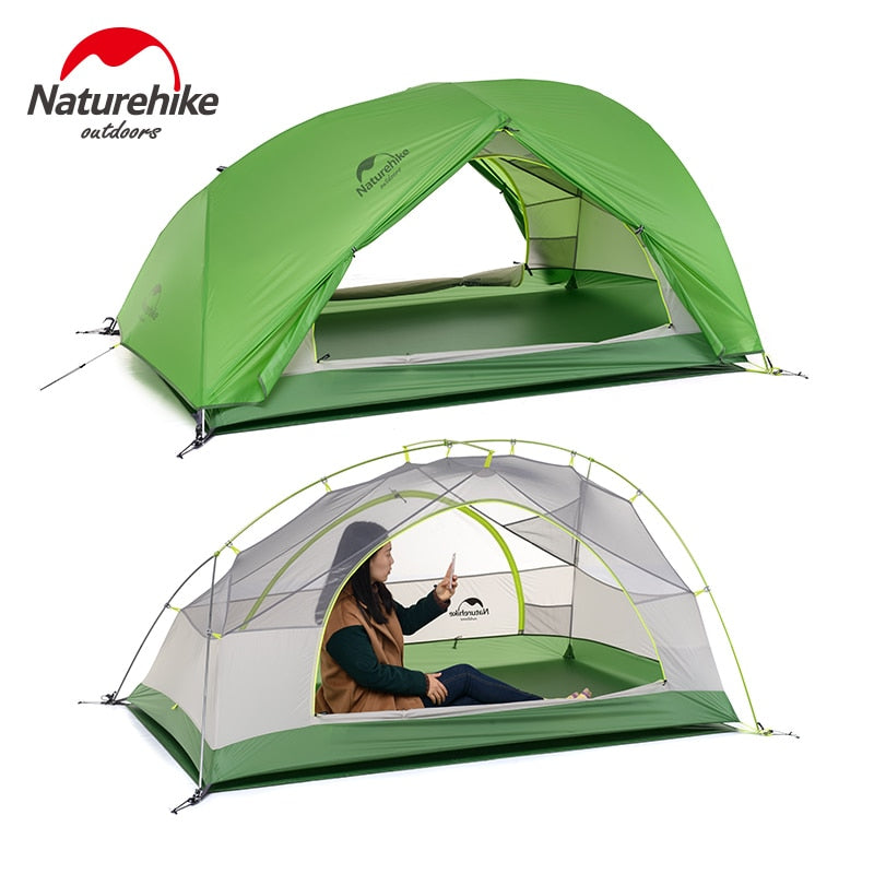 Naturehike Upgraded Star River - 2 Person Ultralight Tent - 20D Silicone, Waterproof Snow Skirt, Free Mat Included - BeachStore