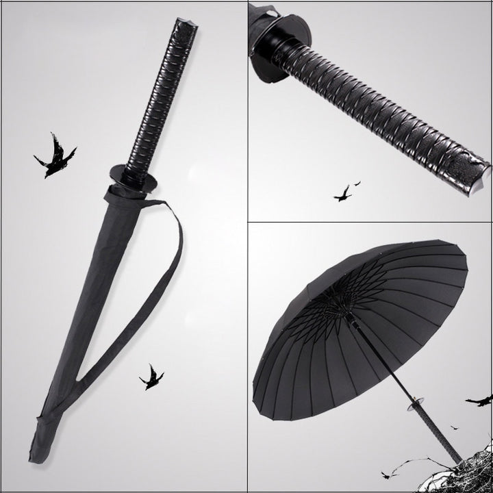 Creative Long Handle Large Windproof Samurai Sword Umbrella Japanese Ninja-like Sun Rain Straight Umbrellas Automatic Open - BeachStore