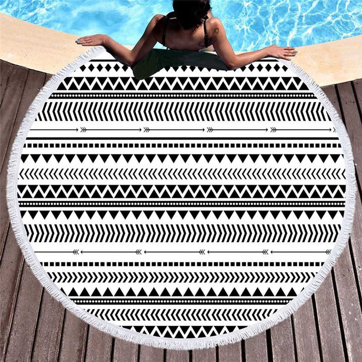 Bohemian Round Beach Towel Colorful Geometric Tassel Tapestry Microfiber Yoga Mat Boho Toalla Blanket 150cm Shower Bath Towels BeachStore 
