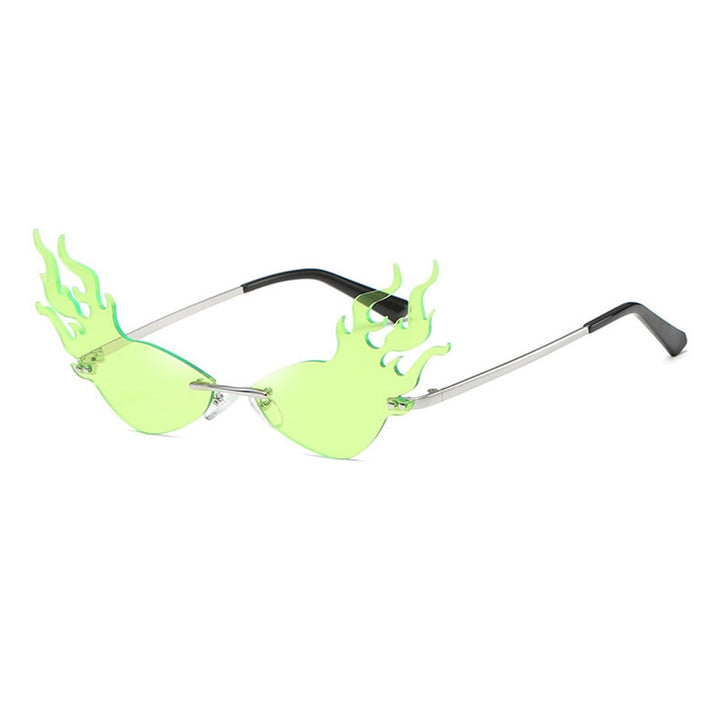SHAUNA Fashion Fire Sunglasses Women Brand Designer Neon Green Ocean Film Rimless Shades UV400 BeachStore 