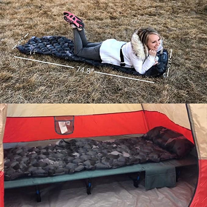 Outdoor Sleeping Pad Camping Inflatable Mattress with Pillows Travel Mat Folding Bed Ultralight Air Cushion Hiking Trekking BeachStore 