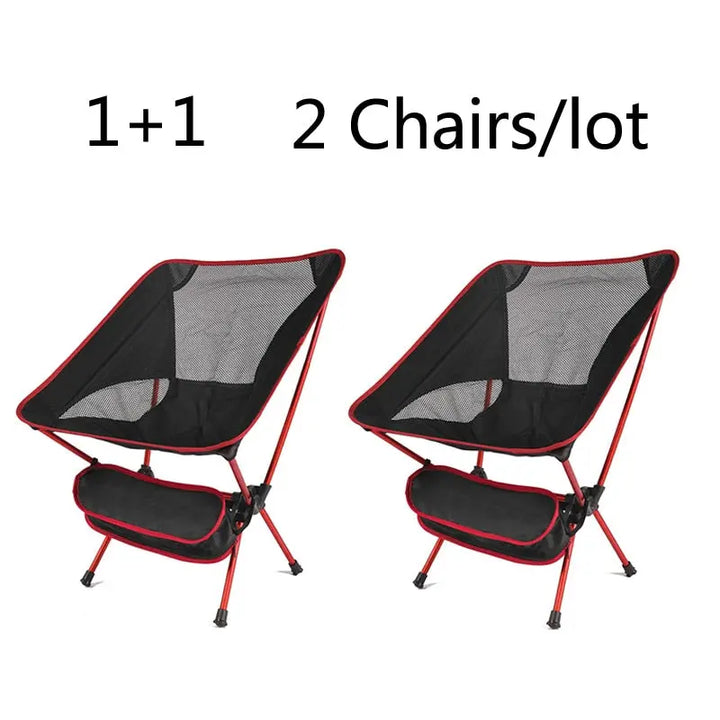 2 PCS Portable Ultralight Outdoor Folding Camping Chairs - Compact and Comfortable Beach Hiking Picnic BBQ Seat Fishing Tools - BeachStore