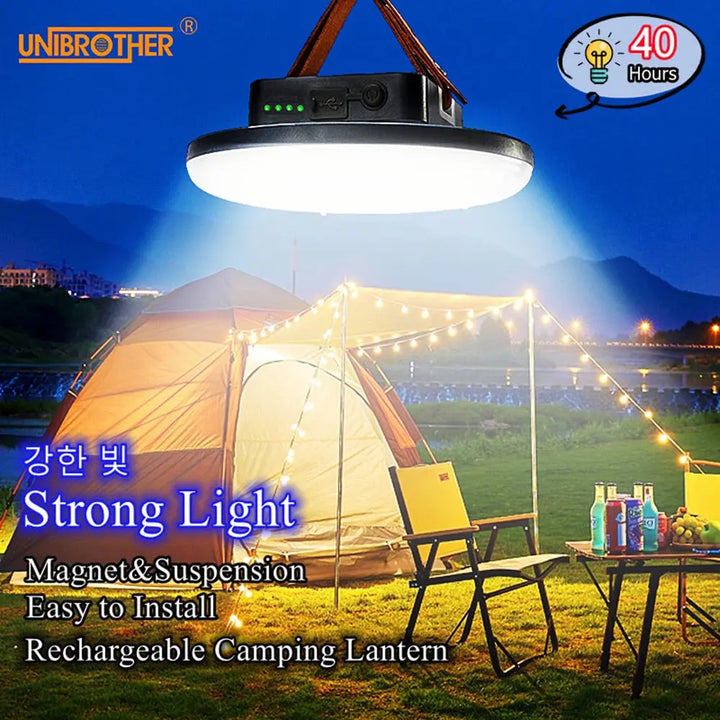 Rechargeable LED Camping Lantern with Magnet Strong Light Zoom Portable Flashlights 15600maH Tent Lights Work Repair Lighting - BeachStore