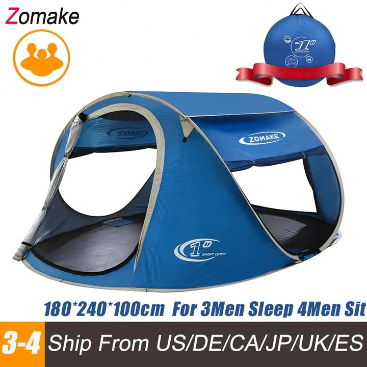 ZOMAKE Beach Tent Pop Up Large Automatic Instant Lightweight Hiking Camping Tent for 3 Person Waterproof  Tent  Foldable Zomake