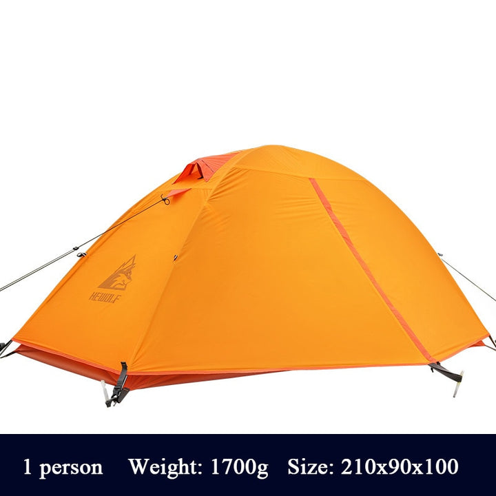 Hewolf Ultralight Double-layer Camping Tent - Single Person, 20D Nylon, Silicon Aluminum Pole - Waterproof Shelter for Outdoor Travel and Cycling - BeachStore