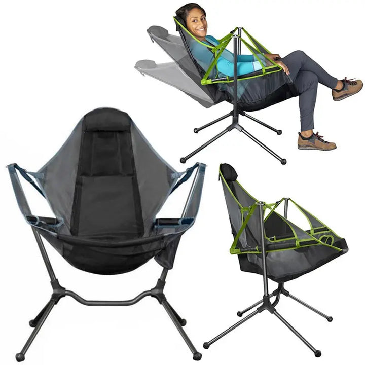 Relaxed Outdoor Camping Chair Rocking Chair Luxury Recliner Relaxation Swinging Comfort Garden Folding Fishing Chair - BeachStore