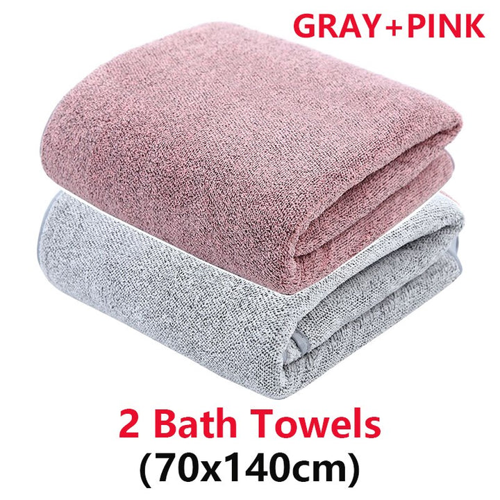 2/4 Pcs Bamboo Charcoal Coral Velvet Bath Towel For Adult Soft Absorbent Quick-Drying Towel Home Bathroom Microfiber Towel Sets BeachStore 