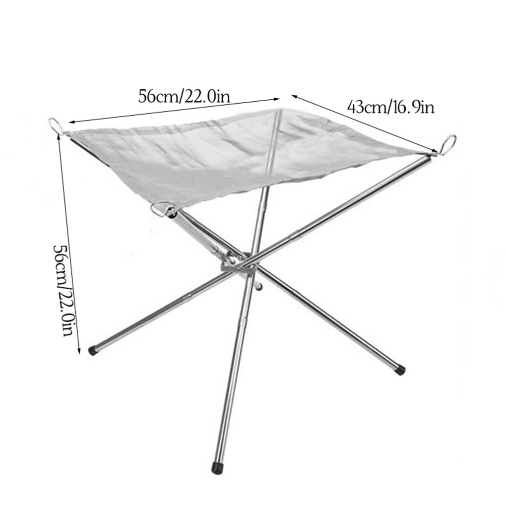 Portable Outdoor Fire Pit Grill Collapsing Steel Mesh Fire Stand Stainless Steel Foldable Mesh Fire Pit Outdoor  BBQ Tools BeachStore 