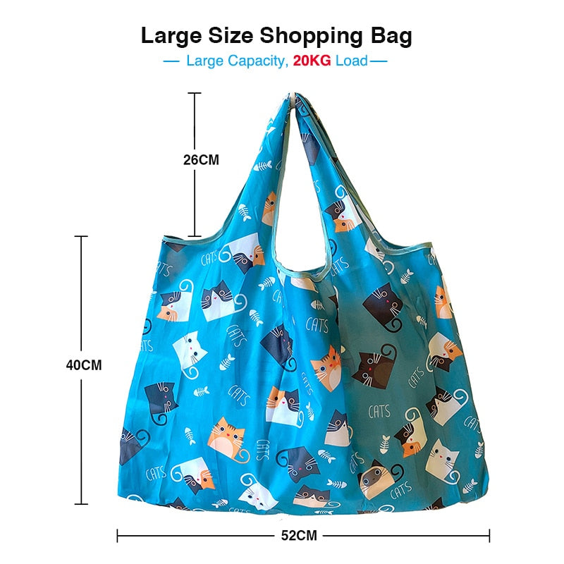 Pink Cartoon Large Capacity Reusable Grocery  Shopping Bag Handbag Foldable Eco Women&#39;s  Washable Gift Bag BeachStore 