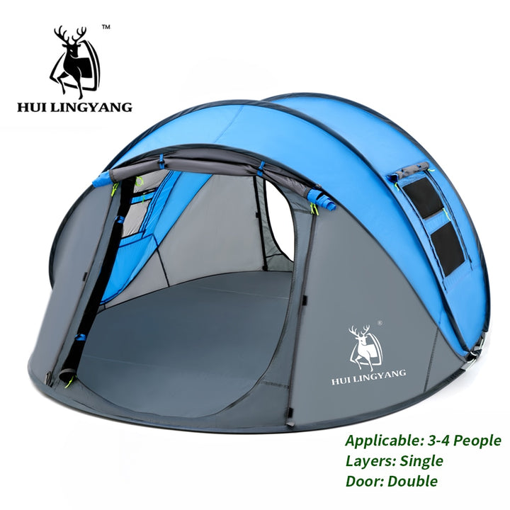 HUI LINGYANG Throw Pop Up Tent - Spacious 4-6 Person Outdoor Automatic Tent with Double Layers - Waterproof Camping and Hiking Shelter - BeachStore