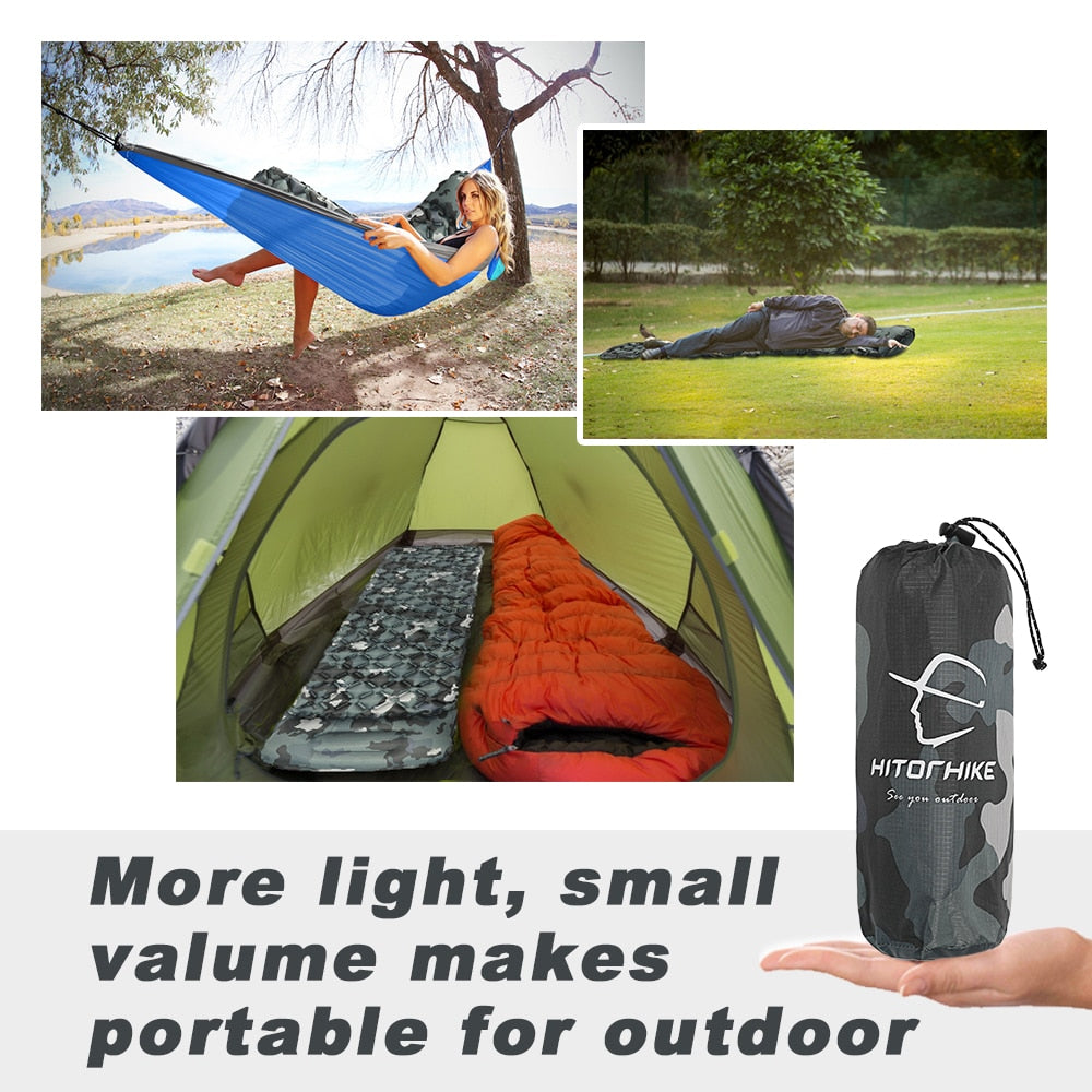 Outdoor Sleeping Pad Camping Inflatable Mattress with Pillows Travel Mat Folding Bed Ultralight Air Cushion Hiking Trekking BeachStore 