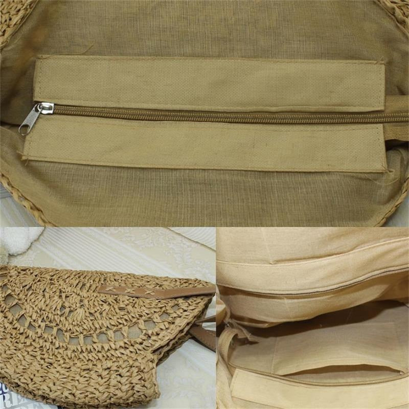 Round Straw Beach Bag Vintage Handmade Woven Shoulder Bag Raffia circle Rattan bags Bohemian Summer Vacation Casual Bags BeachStore 