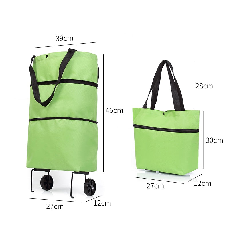 Folding Shopping Pull Cart Trolley Bag With Wheels Foldable Shopping Bags  Reusable Grocery Bags Food Organizer Vegetables Bag BeachStore 