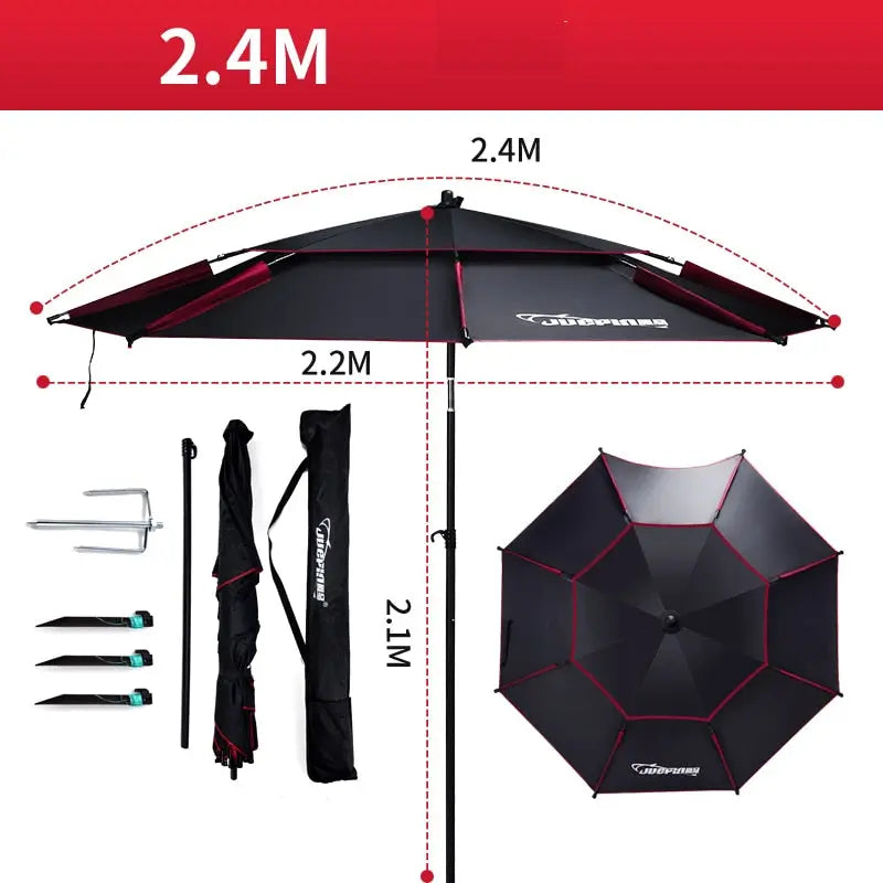 Fishing Folding Beach Umbrella - Outdoor Rain-proof Sunscreen Anti-UV Sunshade - BeachStore