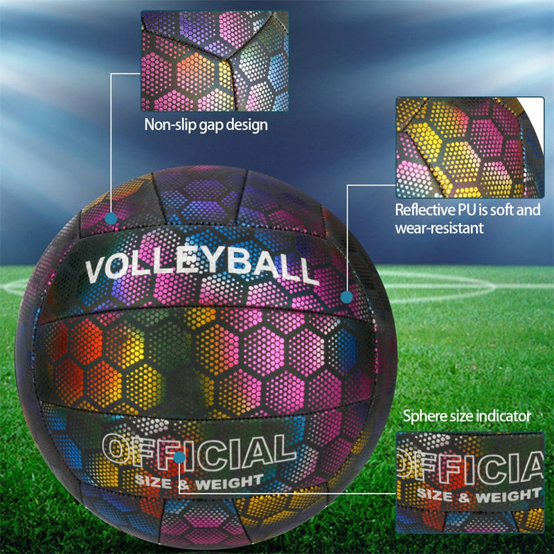 Reflective Volleyball Ball Official Size 5 Light Soft Suitable For Play Games Team Sports Training Outdoor Beach Playground BeachStore 
