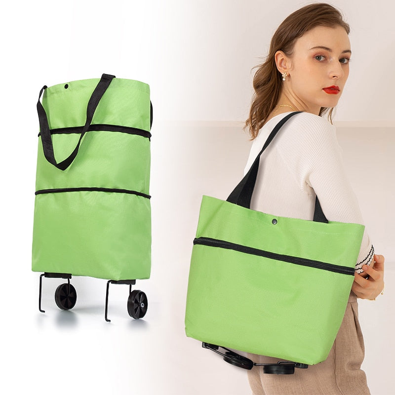 Folding Shopping Pull Cart Trolley Bag With Wheels Foldable Shopping Bags  Reusable Grocery Bags Food Organizer Vegetables Bag BeachStore 