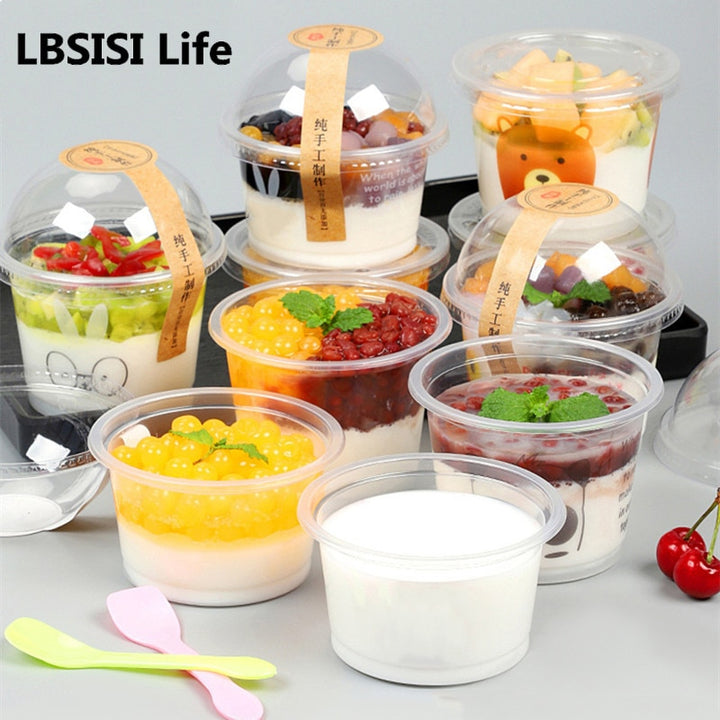 LBSISI Life 50pcs/Lot Pudding Sweet Plastic Boxes Handmade Ice-Cream Mousse Dessert Picnic Party Packing Decoration Bento Box BeachStore 