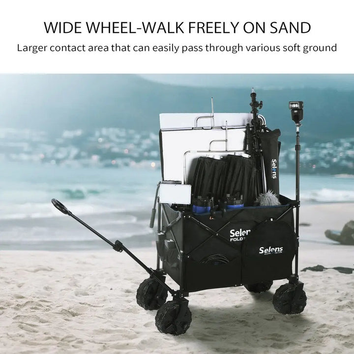 Selens Folding Outdoor Cart Beach Wagon with Big 360 Universal  Wheels Storage bags for Photography Camping and Picnic BeachStore 