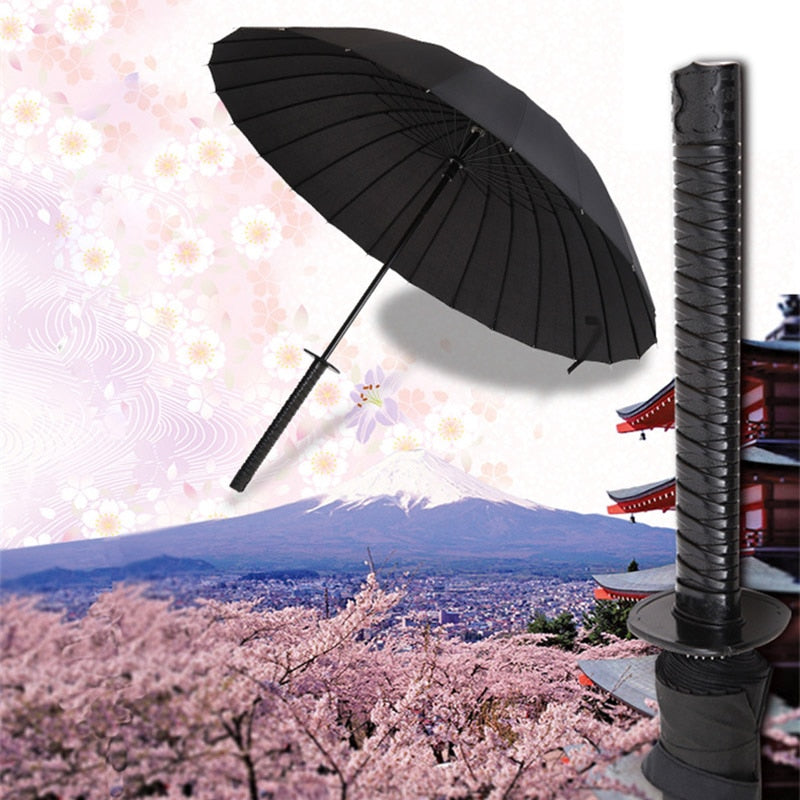 Creative Long Handle Large Windproof Samurai Sword Umbrella Japanese Ninja-like Sun Rain Straight Umbrellas Automatic Open - BeachStore
