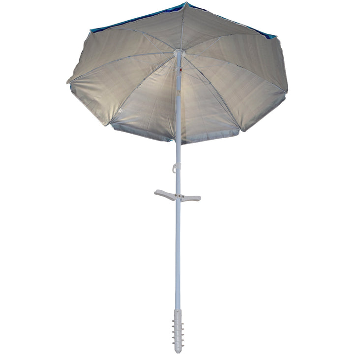 6 Ft. Classic Oxford Silverlined Beach Umbrella w/ anchor - Stripes BeachStore Beach Gear > Beach Umbrellas > 6-7 ft Beach Umbrellas