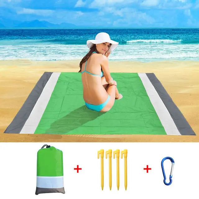 2x2.1m Waterproof Pocket Beach Mat Blanket Folding Camping Mattress Portable Lightweight Mat Outdoor Picnic Mat Sand Beach Towel BeachStore 