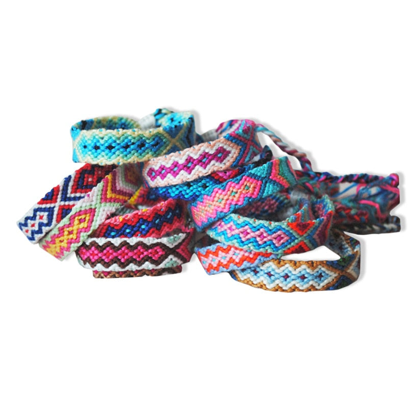 Hand Weave Braided Boho Bracelet Summer Beach Bohemian Vintage Cotton Rope String Nepal Yoga Ethnic Rainbow Woven Bracelets BeachStore 