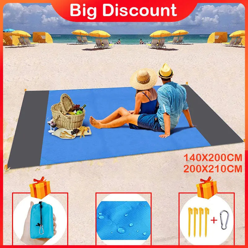 Portable Picnic Beach Mat Pocket Blanket Waterproof Beach Blanket Folding Lightweight 2x2.1m Camping Mat Outdoor Sand Beach Mat - BeachStore