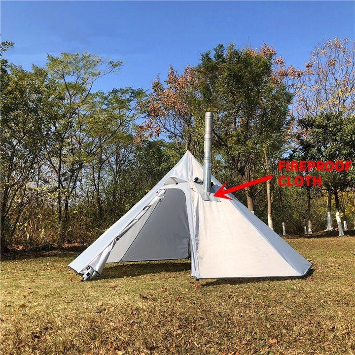 Ultralight Outdoor Camping Big Pyramid Tent Awnings 3-4 Person  Shelter With Chimney Hole For Bird Watching Cooking - BeachStore