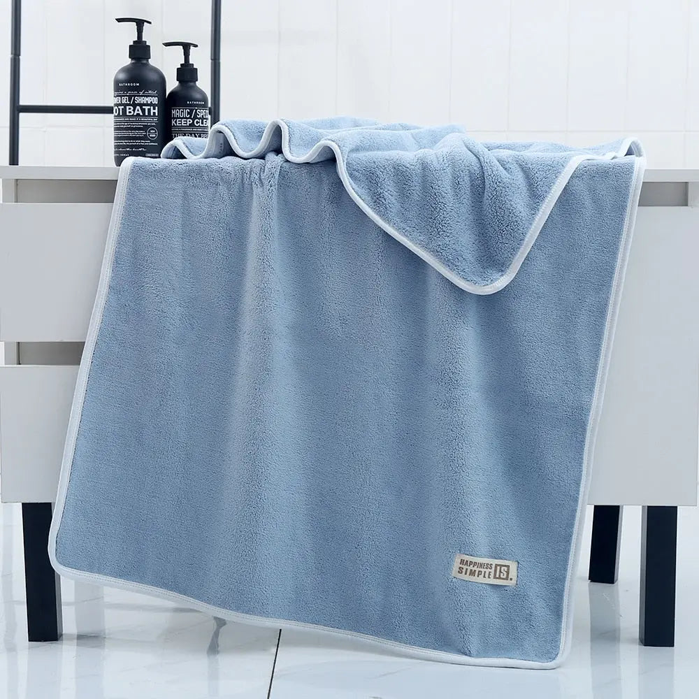 70x140cm Bamboo Charcoal Coral Velvet Fiber Bath Towel Adult Quick-drying Soft Absorbent Solid Color Household Bathroom Towel BeachStore 