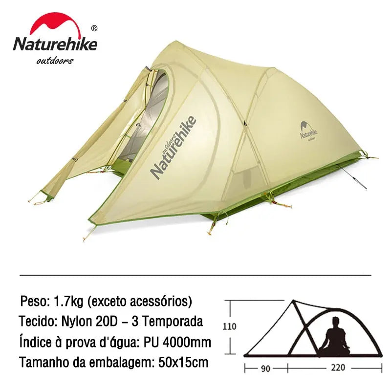 Naturehike Cirrus Ultralight Tent: 2-Person Camping and Hiking Tent | Lightweight Backpacking Tent for Beach Adventures | Includes Footprint - BeachStore