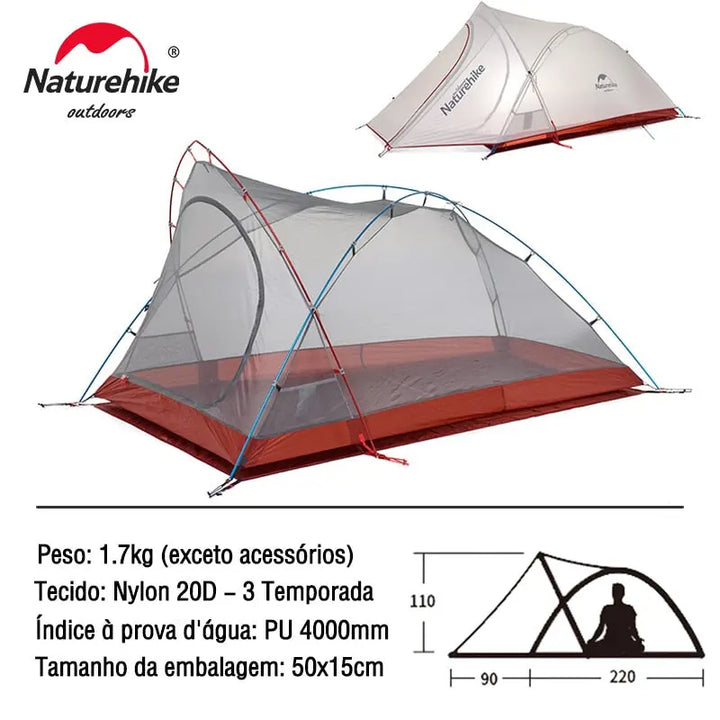 Naturehike Cirrus Ultralight Tent: 2-Person Camping and Hiking Tent | Lightweight Backpacking Tent for Beach Adventures | Includes Footprint - BeachStore