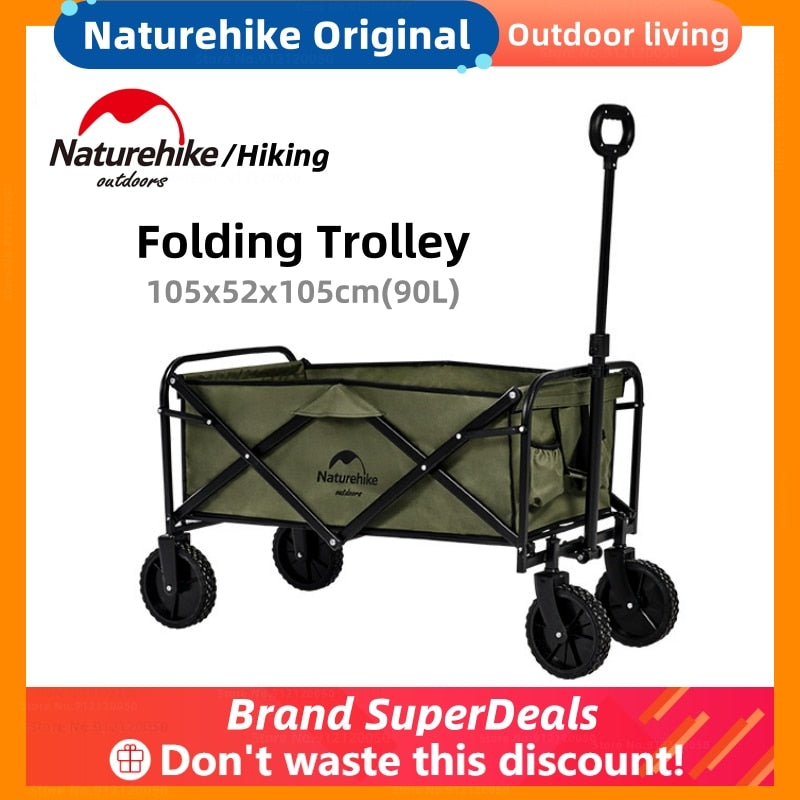 Naturehike - Camping Cart 90L Large Capacity Folding Trolley Portable Ultralight Shopping Pushcart Outdoor Hike Picnic Beach Wagon BeachStore Beach Gear > Beach Carts > Beach Utility Carts