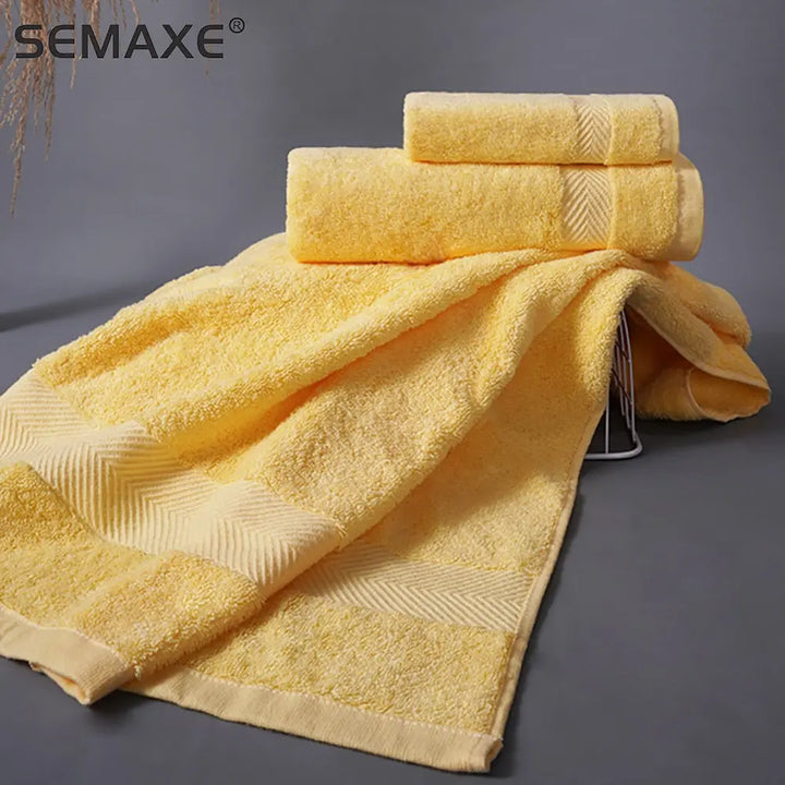 SEMAXE Soft Towels Set 100%Cotton,Bath Towel, Hand Towel,Washcloth,Highly Absorbent, Hotel Quality For Bathroom. yellow,Sell BeachStore 
