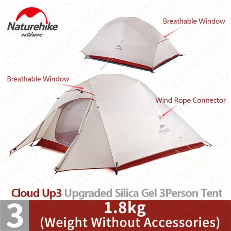 Naturehike Ultralight Camping Tent: 1-3 Person Outdoor Tent with Free Mat - BeachStore