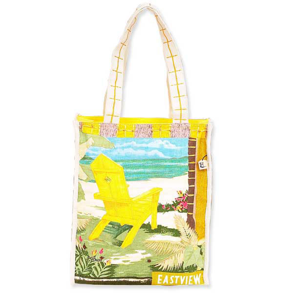 Cotton Canvas Shoreline View Large Beach Tote - Yellow BeachStore Beach Gear > Beach Bags > Fashion Beach Bags